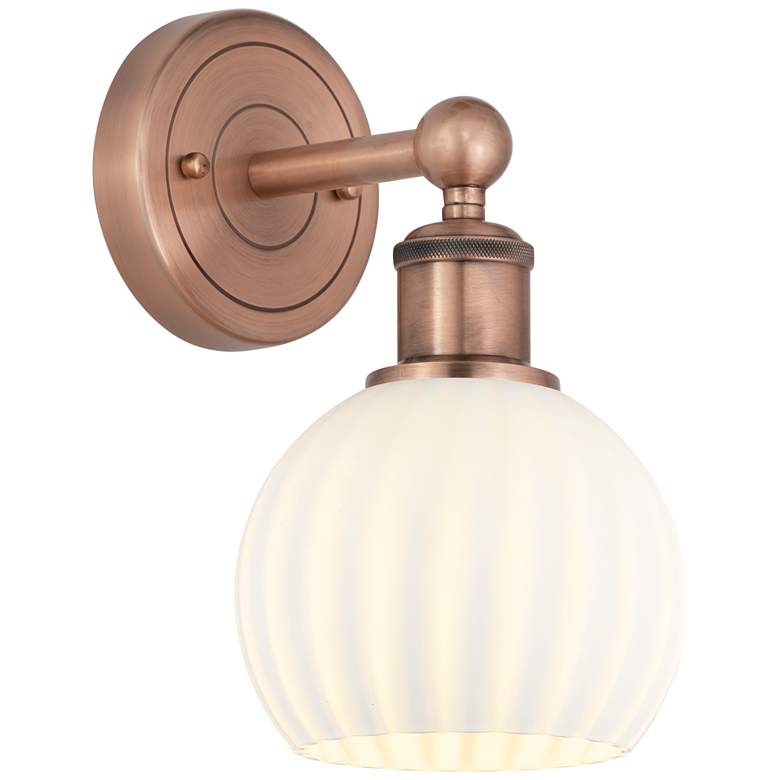 Image 1 Edison 10.25" High Antique Copper Sconce With White Venetian Shade