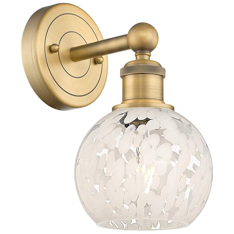 Image 1 Edison 10.25" High Brushed Brass Sconce With White Mouchette Shade