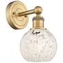 Edison 10.25" High Brushed Brass Sconce With White Mouchette Shade