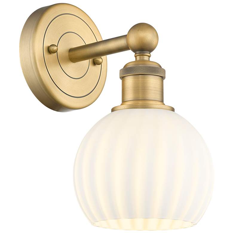 Image 1 Edison 10.25" High Brushed Brass Sconce With White Venetian Shade
