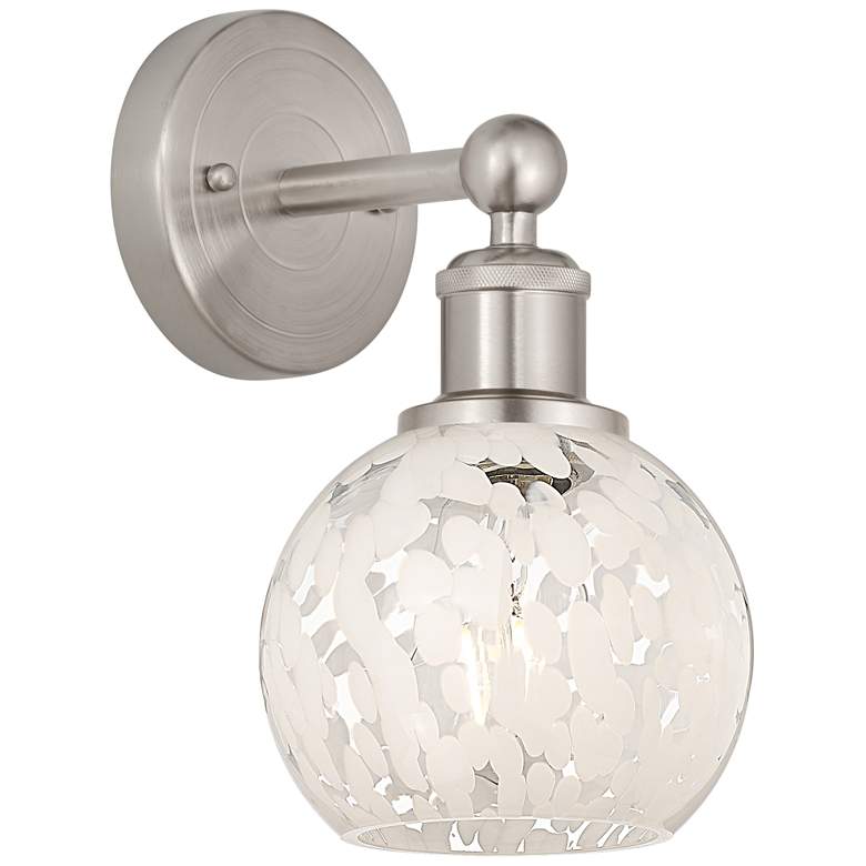 Image 1 Edison 10.25" High Brushed Satin Nickel Sconce With White Mouchette Sh