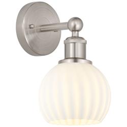 Edison 10.25" High Brushed Satin Nickel Sconce With White Venetian Sha