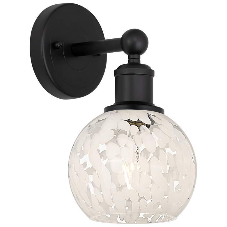 Image 1 Edison 10.25" High Matte Black Sconce With White Mouchette Shade