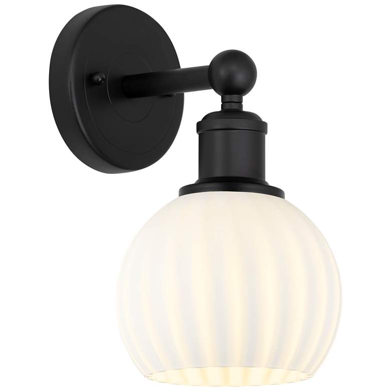 Image 1 Edison 10.25" High Matte Black Sconce With White Venetian Shade