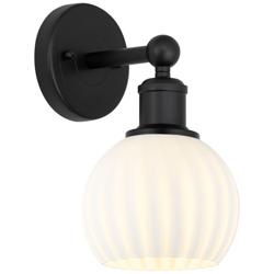 Edison 10.25" High Matte Black Sconce With White Venetian Shade