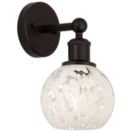 Edison 10.25" High Oil Rubbed Bronze Sconce With White Mouchette Shade Edison 10.25" High Oil Rubbed Bronze Sconce With White Mouchette Shade