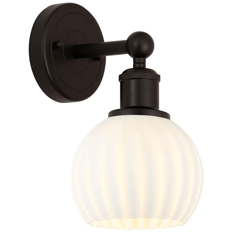 Image 1 Edison 10.25" High Oil Rubbed Bronze Sconce With White Venetian Shade