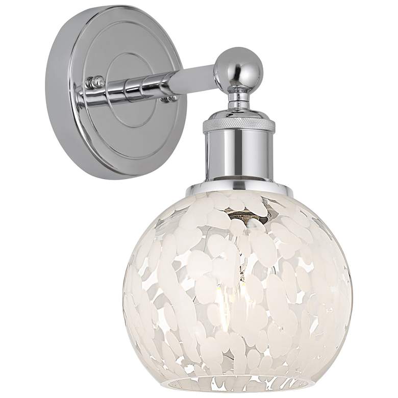 Image 1 Edison 10.25" High Polished Chrome Sconce With White Mouchette Shade