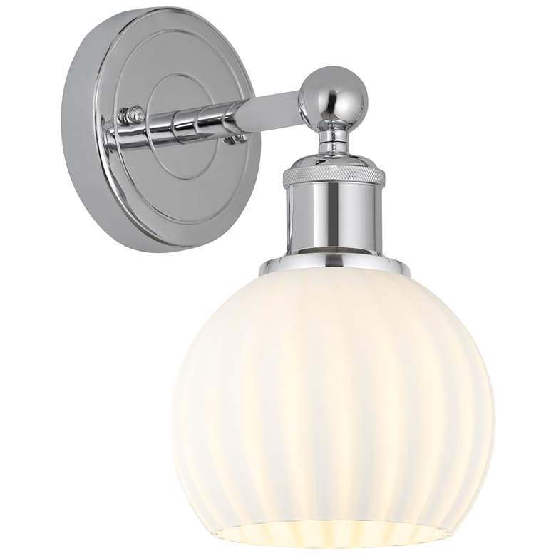 Image 1 Edison 10.25" High Polished Chrome Sconce With White Venetian Shade