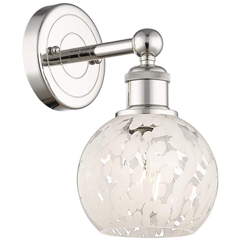 Image 1 Edison 10.25" High Polished Nickel Sconce With White Mouchette Shade