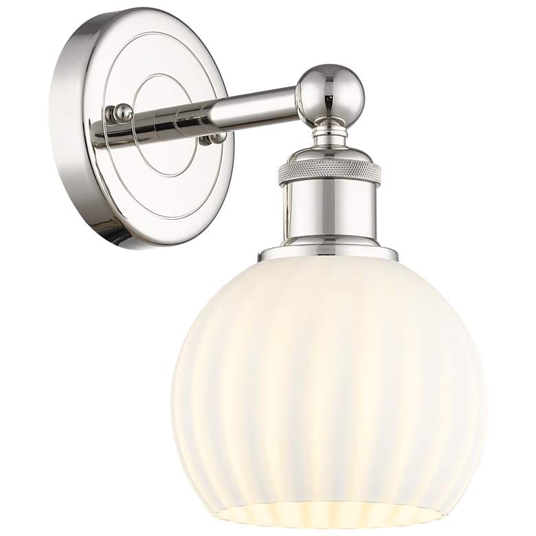 Image 1 Edison 10.25" High Polished Nickel Sconce With White Venetian Shade