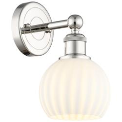 Edison 10.25" High Polished Nickel Sconce With White Venetian Shade
