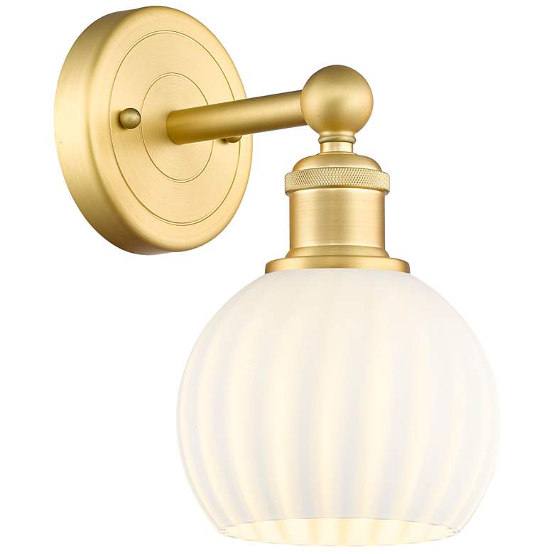 Image 1 Edison 10.25" High Satin Gold Sconce With White Venetian Shade