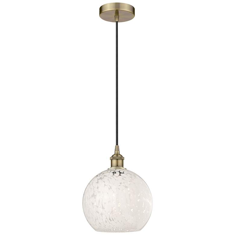 Image 1 Edison 10" Wide Antique Brass Corded Mini Pendant w/ White Mouchette S