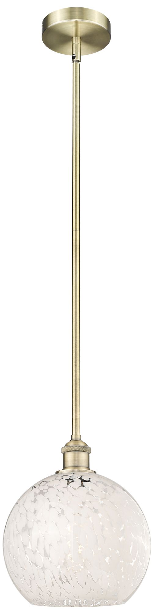 Edison 10" Wide Antique Brass Stemmed Mini Pendant w/ White Mouchette