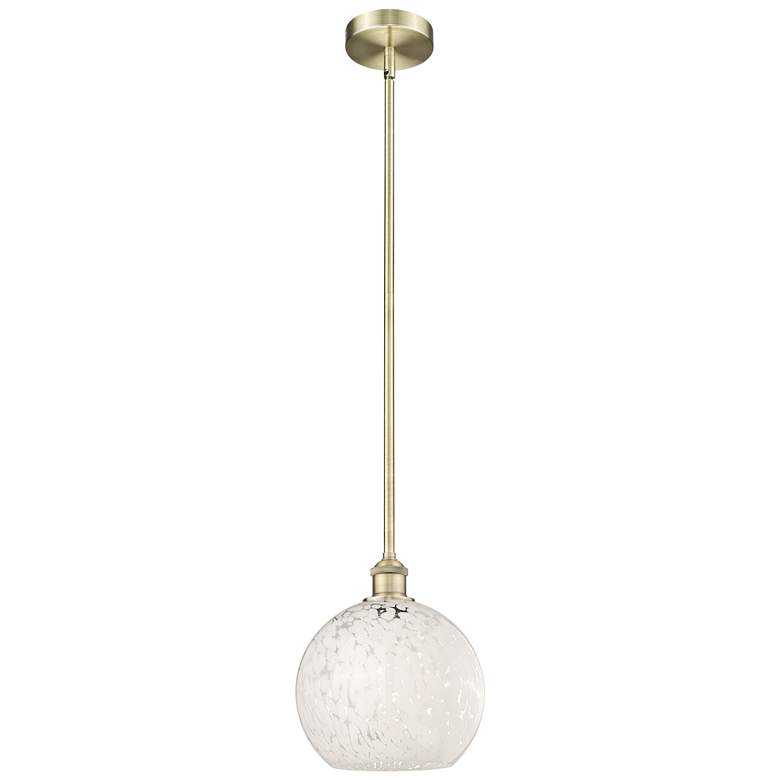 Image 1 Edison 10" Wide Antique Brass Stemmed Mini Pendant w/ White Mouchette