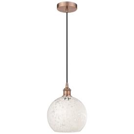 Edison 10" Wide Antique Copper Corded Mini Pendant w/ White Mouchette Edison 10" Wide Antique Copper Corded Mini Pendant w/ White Mouchette