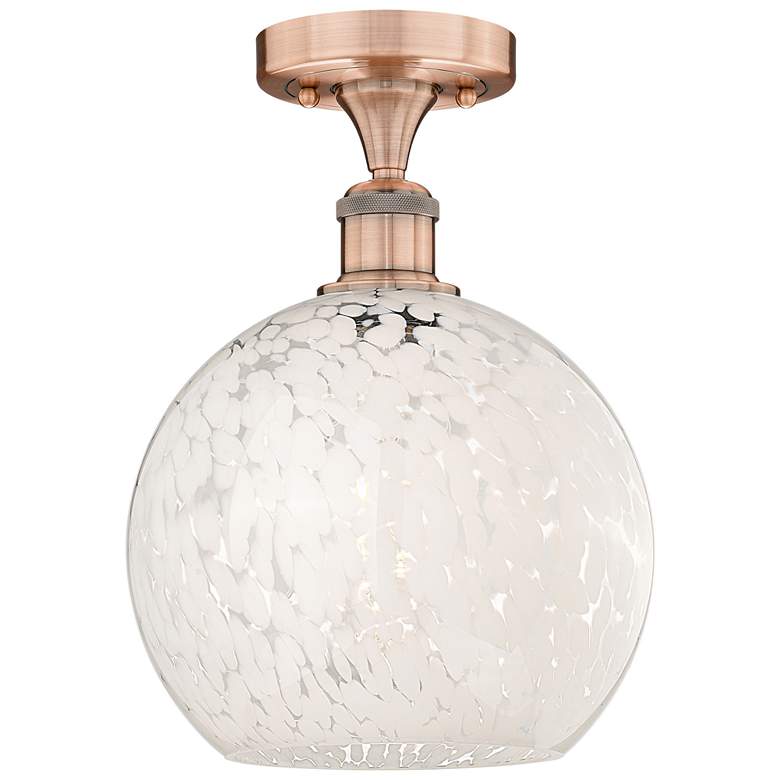 Image 1 Edison 10" Wide Antique Copper Semi-Flush Mount With White Mouchette S