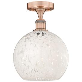 Edison 10" Wide Antique Copper Semi-Flush Mount With White Mouchette S Edison 10" Wide Antique Copper Semi-Flush Mount With White Mouchette S
