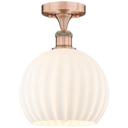 Edison 10" Wide Antique Copper Semi-Flush Mount With White Venetian Sh