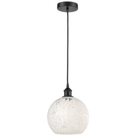 Edison 10" Wide Matte Black Cord Hung Mini Pendant w/ White Mouchette Edison 10" Wide Matte Black Cord Hung Mini Pendant w/ White Mouchette