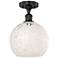 Edison 10" Wide Matte Black Semi-Flush Mount With White Mouchette Shad