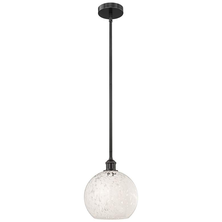 Image 1 Edison 10" Wide Matte Black Stem Hung Mini Pendant w/ White Mouchette