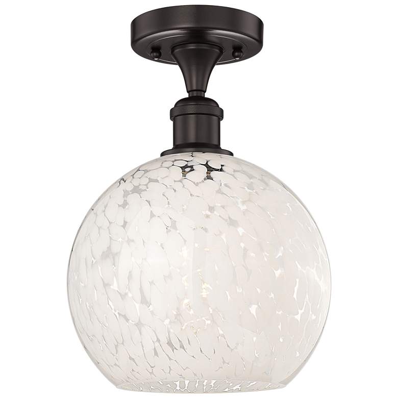 Image 1 Edison 10" Wide Oil Rubbed Bronze Semi-Flush Mount w/ White Mouchette