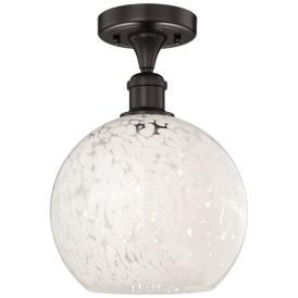Edison 10" Wide Oil Rubbed Bronze Semi-Flush Mount w/ White Mouchette Edison 10" Wide Oil Rubbed Bronze Semi-Flush Mount w/ White Mouchette