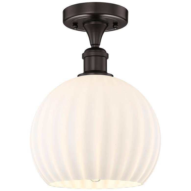 Image 1 Edison 10" Wide Oil Rubbed Bronze Semi-Flush Mount w/ White Venetian S
