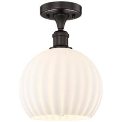 Edison 10" Wide Oil Rubbed Bronze Semi-Flush Mount w/ White Venetian S