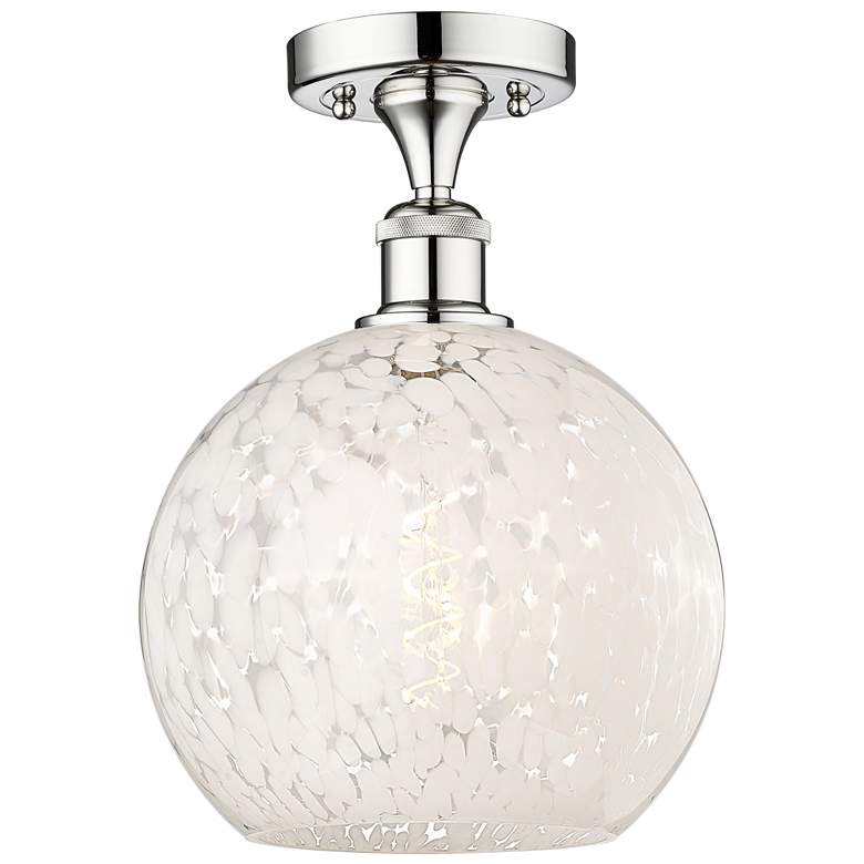 Image 1 Edison 10" Wide Polished Chrome Semi-Flush Mount With White Mouchette