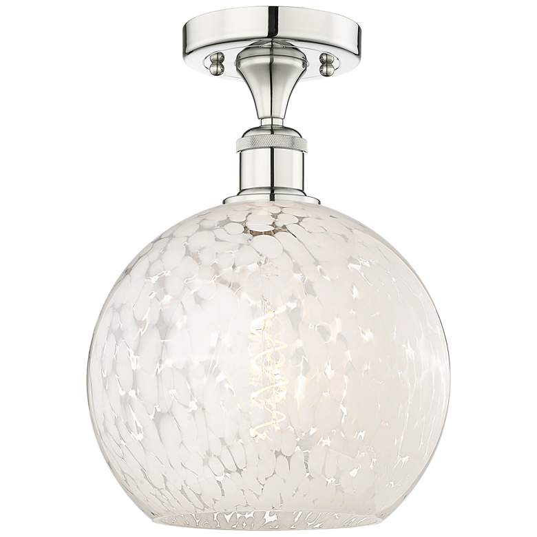 Image 1 Edison 10" Wide Polished Nickel Semi-Flush Mount With White Mouchette