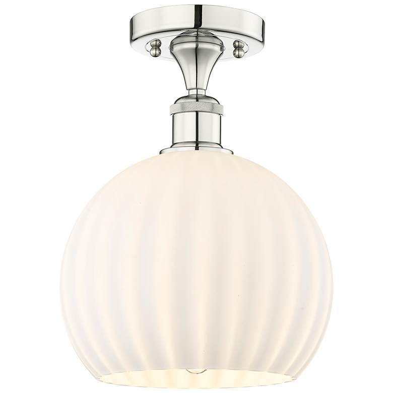 Image 1 Edison 10" Wide Polished Nickel Semi-Flush Mount With White Venetian S