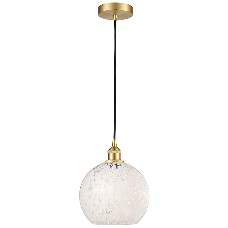 Image 1 Edison 10" Wide Satin Gold Cord Hung Mini Pendant w/ White Mouchette S