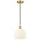 Edison 10" Wide Satin Gold Cord Hung Mini Pendant With White Venetian