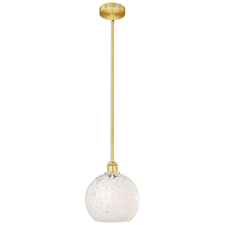 Image 1 Edison 10" Wide Satin Gold Stem Hung Mini Pendant w/ White Mouchette S