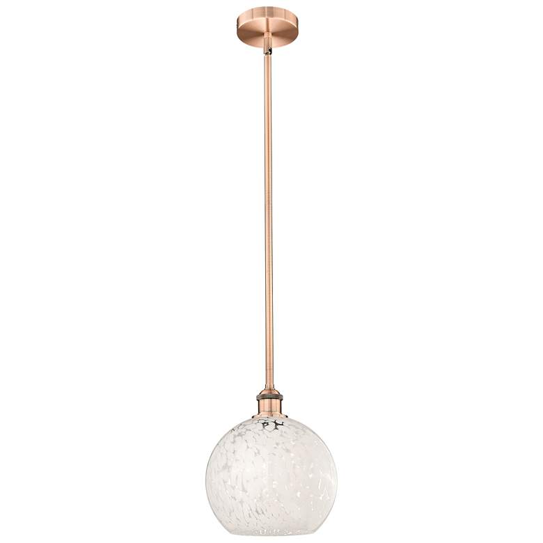 Image 1 Edison 10"W Antique Copper Stemmed Mini Pendant w/ White Mouchette Sha