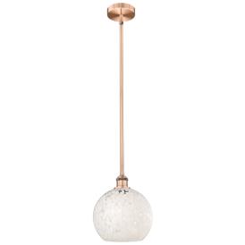 Edison 10"W Antique Copper Stemmed Mini Pendant w/ White Mouchette Sha Edison 10"W Antique Copper Stemmed Mini Pendant w/ White Mouchette Sha