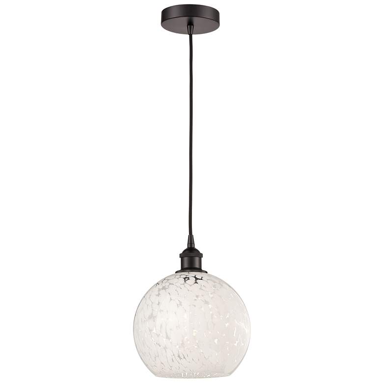 Image 1 Edison 10"W Oil Rubbed Bronze Corded Mini Pendant w/ White Mouchette S
