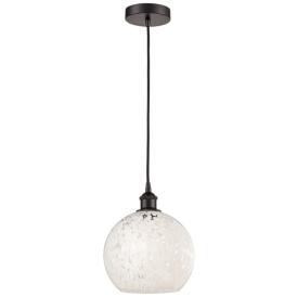 Edison 10"W Oil Rubbed Bronze Corded Mini Pendant w/ White Mouchette S Edison 10"W Oil Rubbed Bronze Corded Mini Pendant w/ White Mouchette S