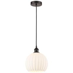 Edison 10"W Oil Rubbed Bronze Corded Mini Pendant w/ White Venetian Sh
