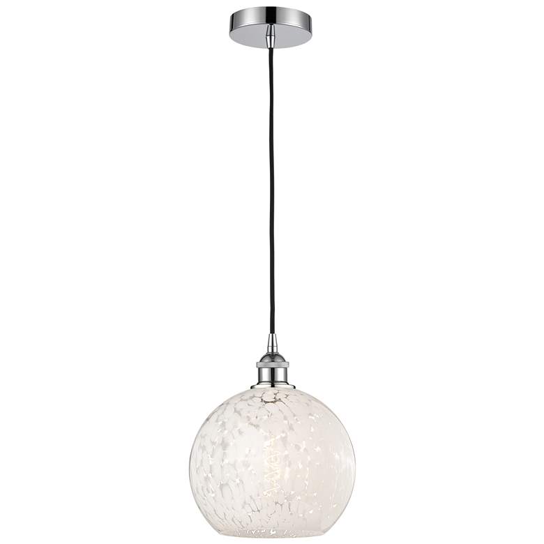Image 1 Edison 10"W Polished Chrome Corded Mini Pendant w/ White Mouchette Sha