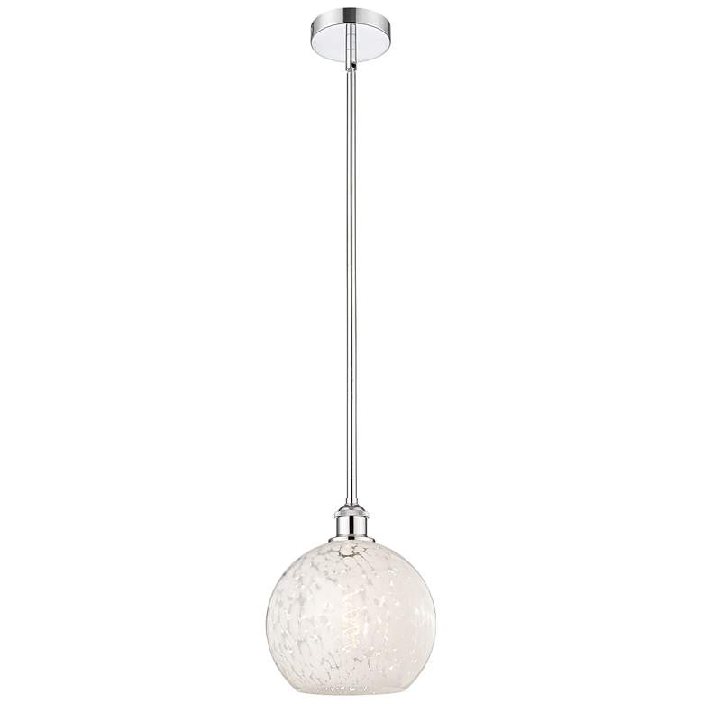 Image 1 Edison 10"W Polished Chrome Stemmed Mini Pendant w/ White Mouchette Sh