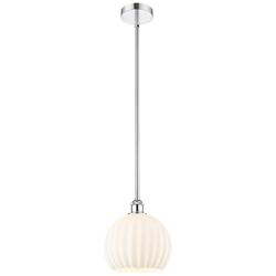 Edison 10"W Polished Chrome Stemmed Mini Pendant w/ White Venetian Sha