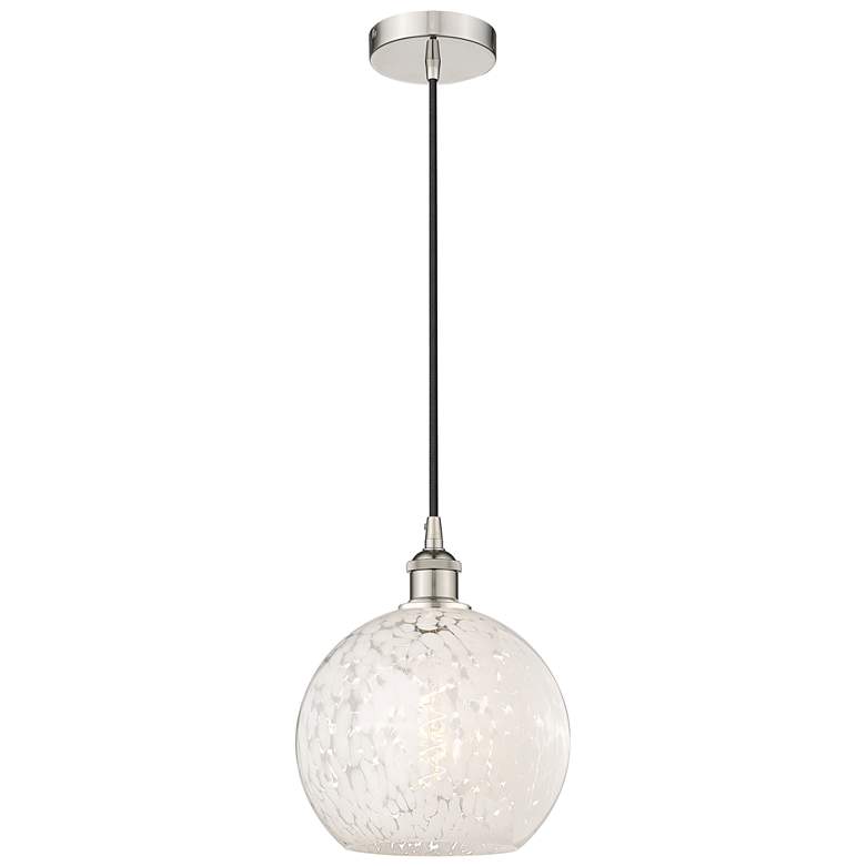 Image 1 Edison 10"W Polished Nickel Corded Mini Pendant w/ White Mouchette Sha