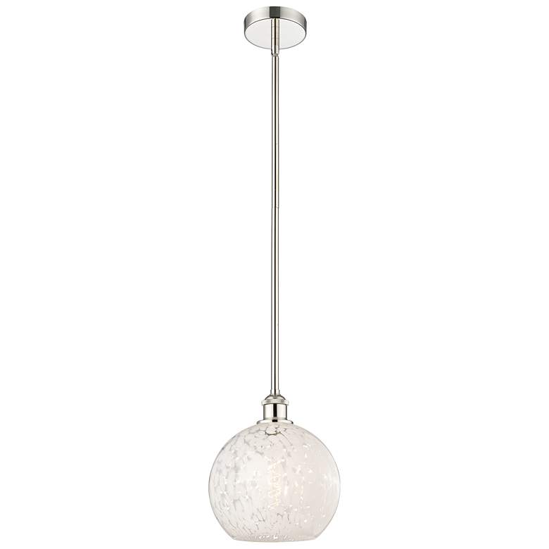 Image 1 Edison 10"W Polished Nickel Stemmed Mini Pendant w/ White Mouchette Sh
