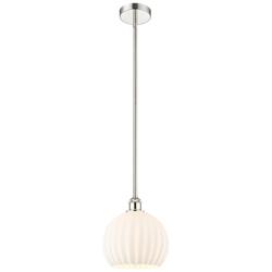 Edison 10"W Polished Nickel Stemmed Mini Pendant w/ White Venetian Sha