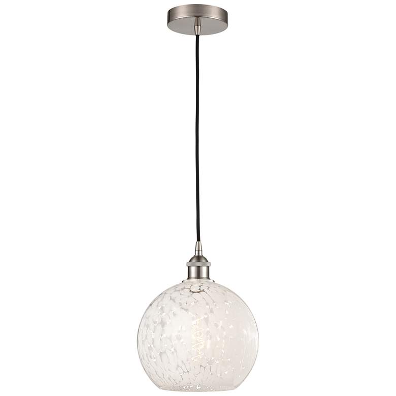 Image 1 Edison 10"W Satin Nickel Corded Mini Pendant w/ White Mouchette Shade