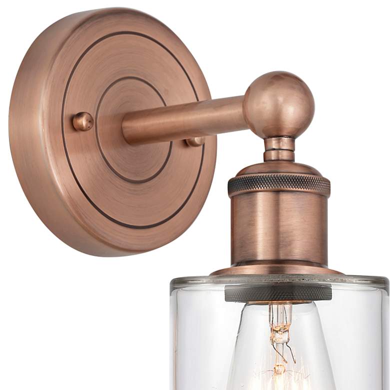 Image 2 Edison 11 1/4" High Antique Copper Clear Glass Wall Sconce more views